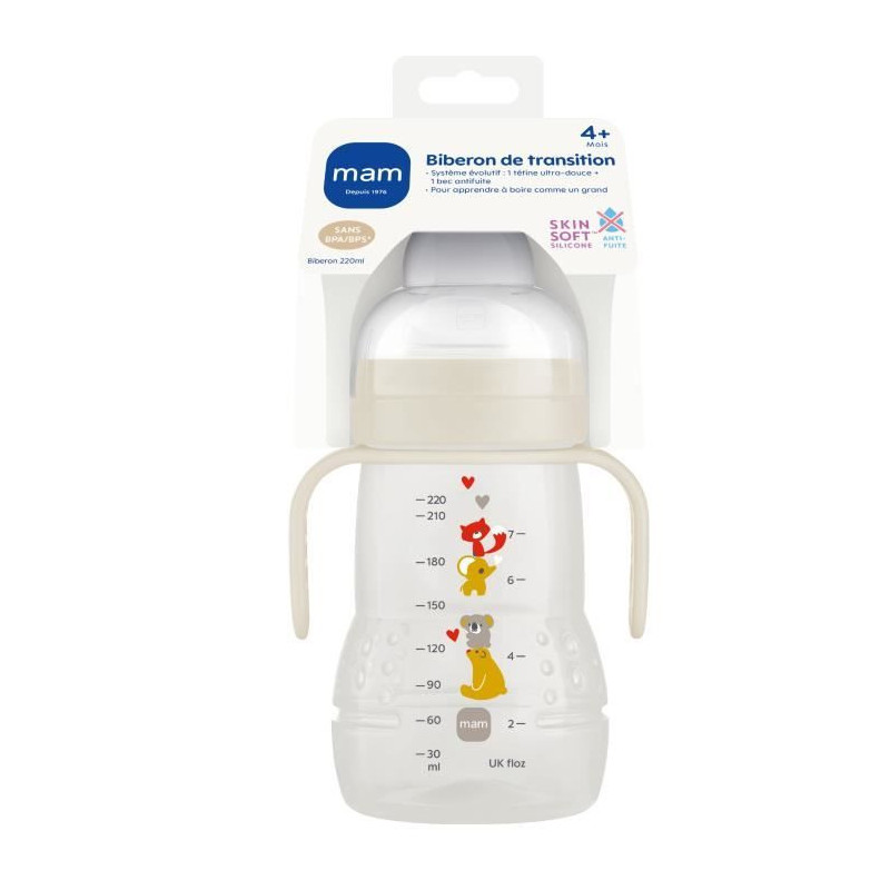 MAM Transition Bottle - 220ml - from 4 months - Silicone antifuite sof