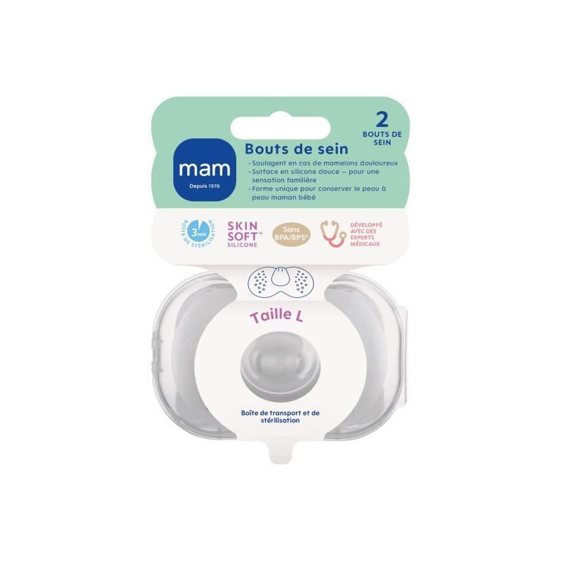 Mam Bout de Sein Size L - Silicone - Bte Sterilization X2