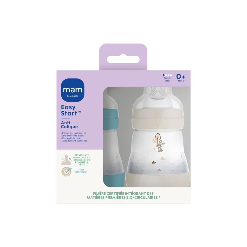 Set of 2 Baby Bottles - MAM - Easy Start - Anti-colic - 160 ml - Teat