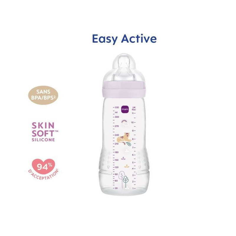 Baby bottle - MAM BABY - Easy Active - +6 months - 330 ml - X flow tea