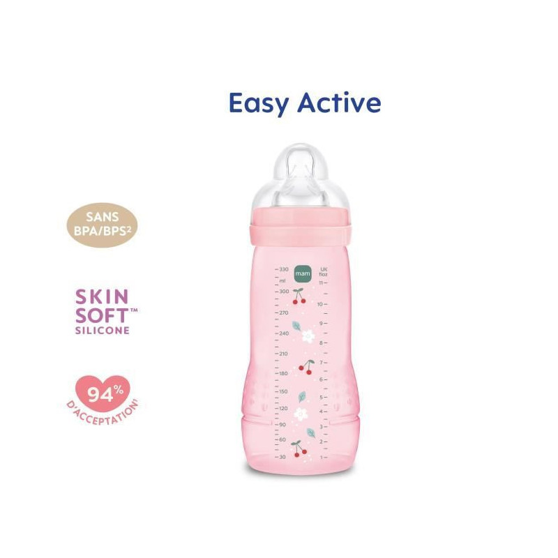 Baby bottle - MAM BABY - Easy Active - +6 months - 330 ml - X flow tea