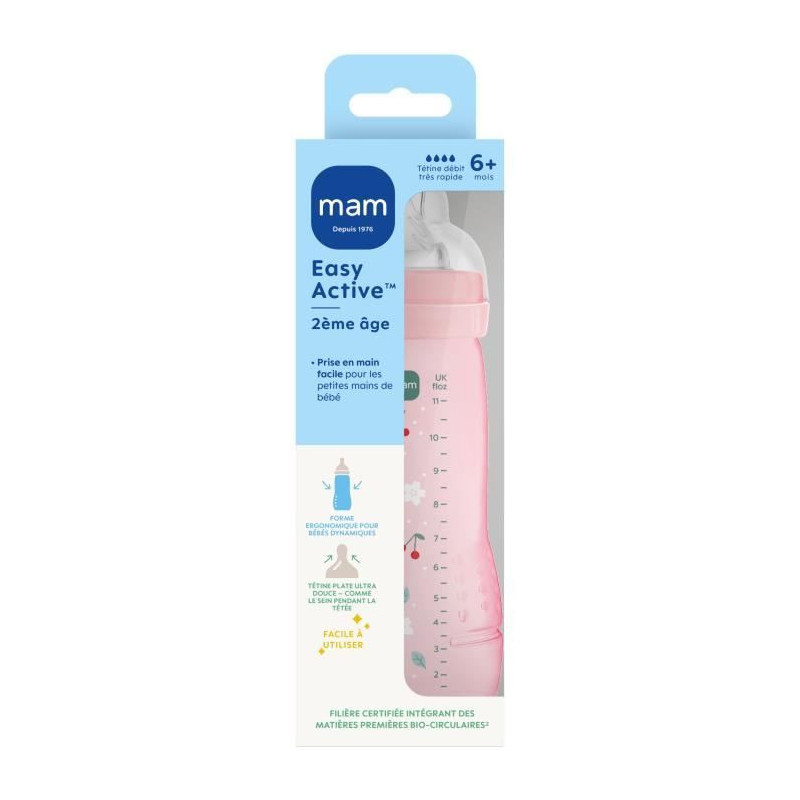 Baby bottle - MAM BABY - Easy Active - +6 months - 330 ml - X flow tea