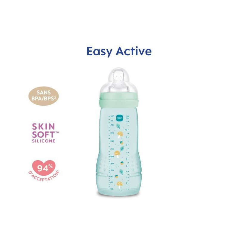 Baby bottle - MAM BABY - Easy Active - +6 months - 330 ml - X flow tea