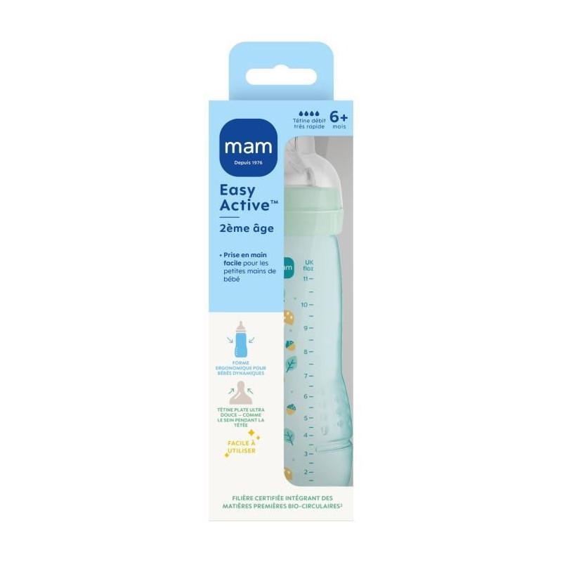 Baby bottle - MAM BABY - Easy Active - +6 months - 330 ml - X flow tea