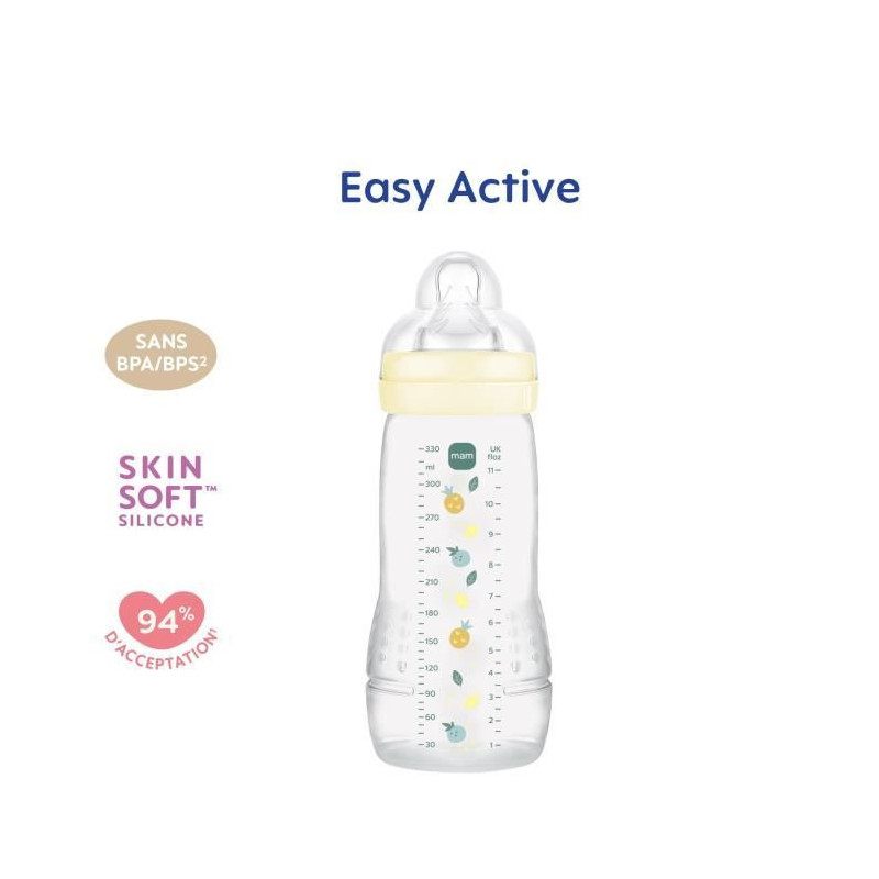 Baby bottle - MAM BABY - Easy Active - +6 months - 330 ml - X flow tea