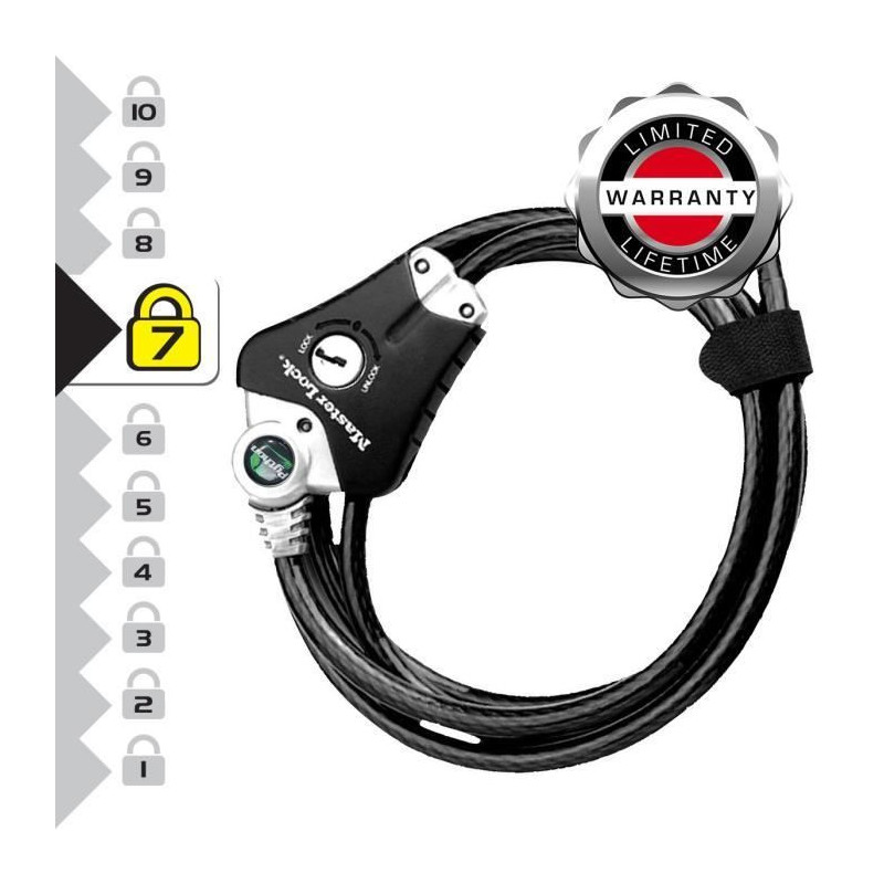 MASTER LOCK Patented anti-theft cable adjustable from 30 cm to 1.8 m