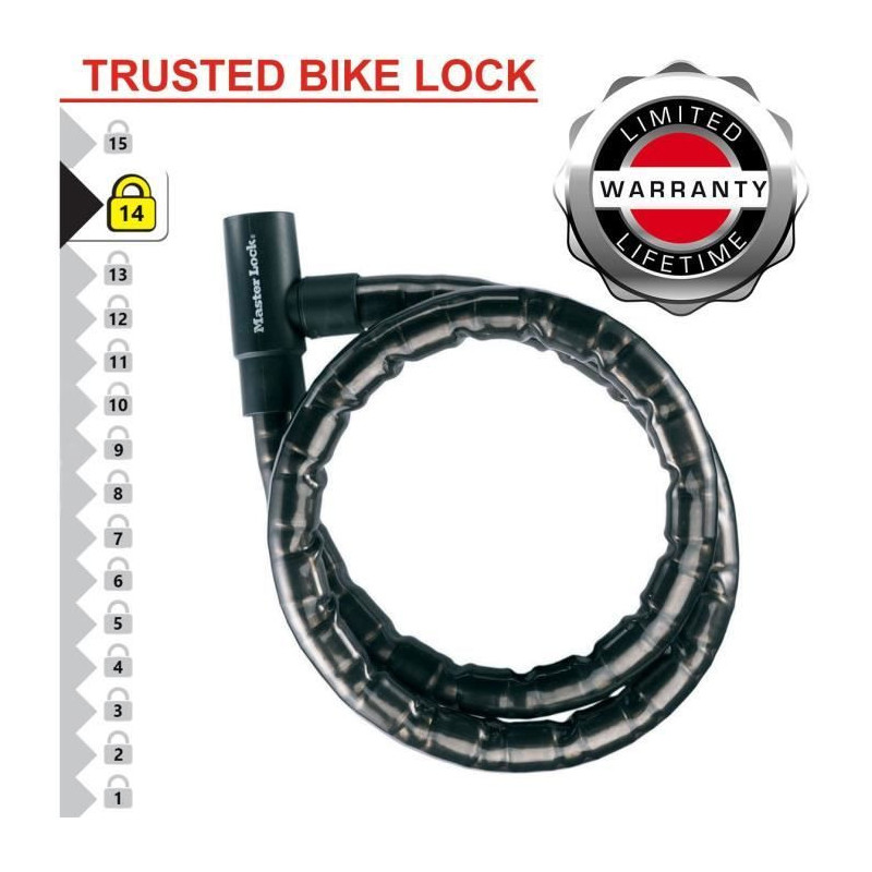 Master Lock 8115EURDPS Steel Keyed Cable Lock - Black