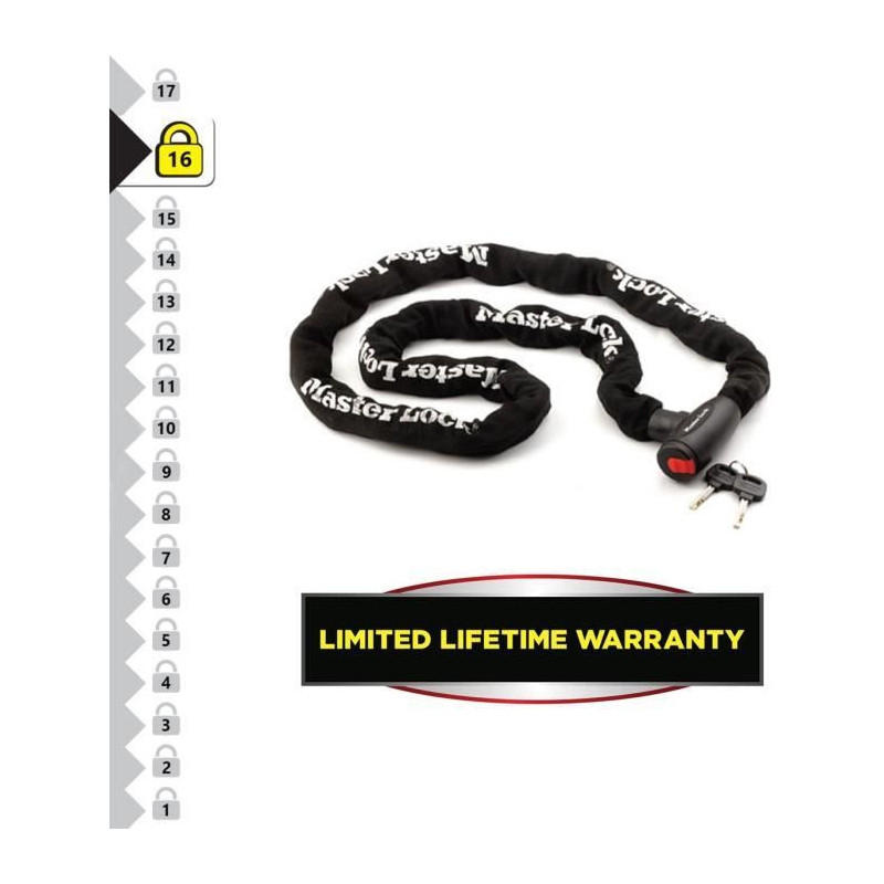 MASTER LOCK Motorcycle Chain Lock - 2 m chain - Ideal for Motorcycles