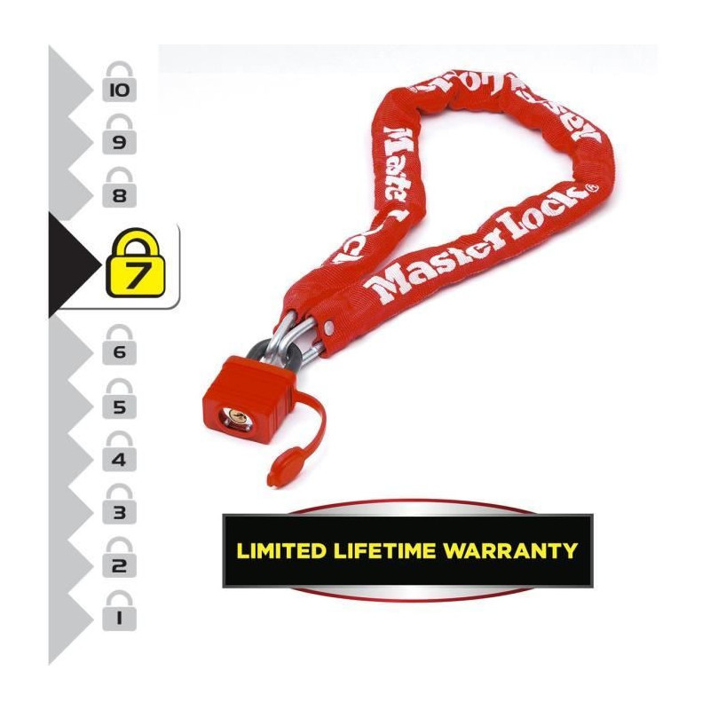 MASTER LOCK Bike Lock Chain with Key Padlock - Ideal for Bikes, Electr