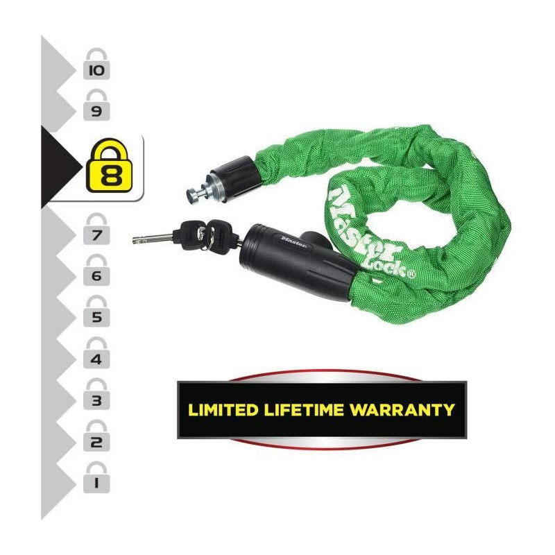 MASTER LOCK Bicycle Lock Chain [Key] - Ideal for Bicycles, Electric Bi