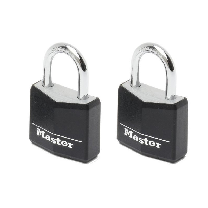 MASTERLOCK Set of 2 aluminum padlocks 30mm vinyl cover