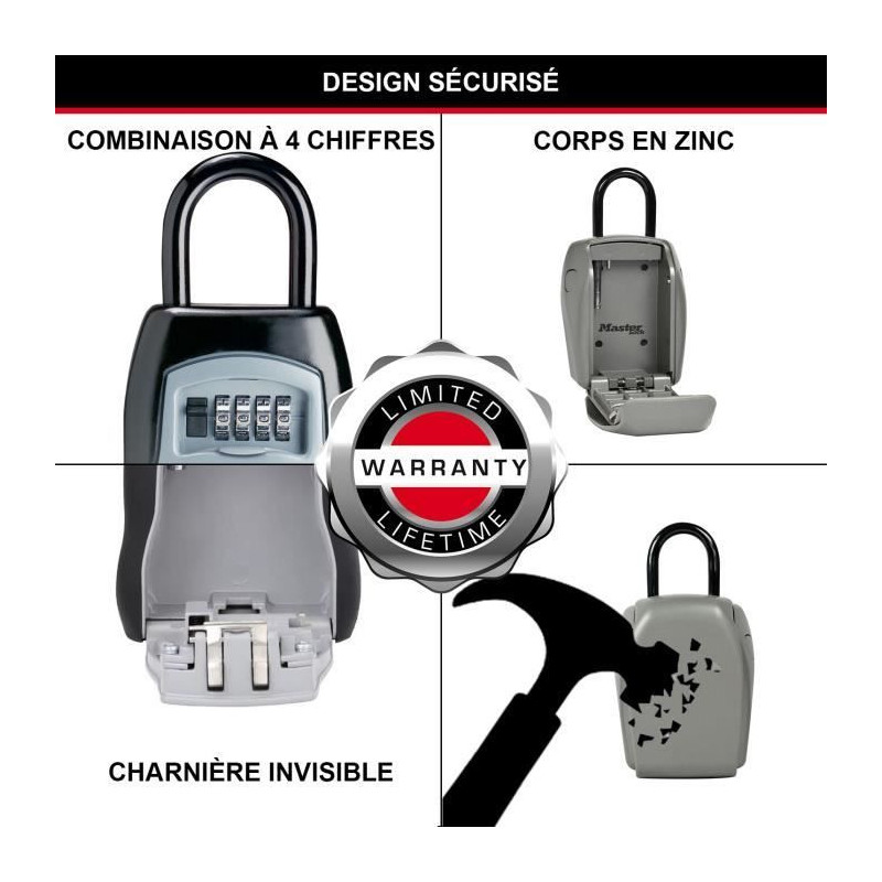 MASTER LOCK Secure key box - L format - Enhanced security - Mini chest