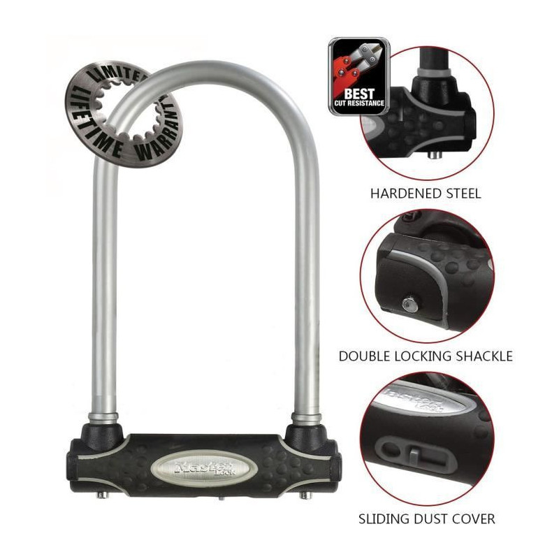 MASTER LOCK Bicycle Lock U [With Key] - Ideal for Bicycles, Electric B