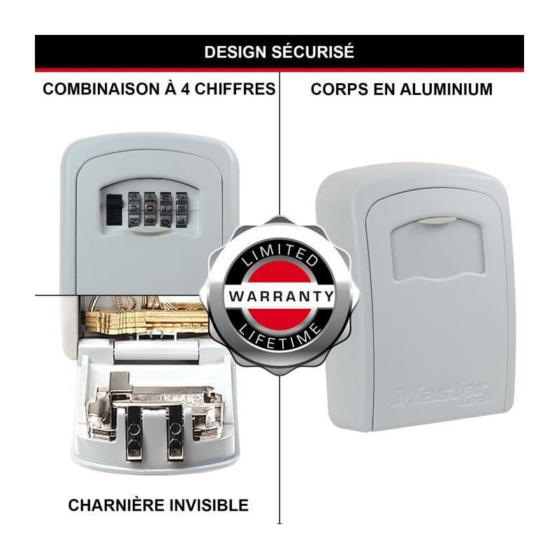 Master Lock Secure Key Box - M - White Format - Key Chest - Secure sto
