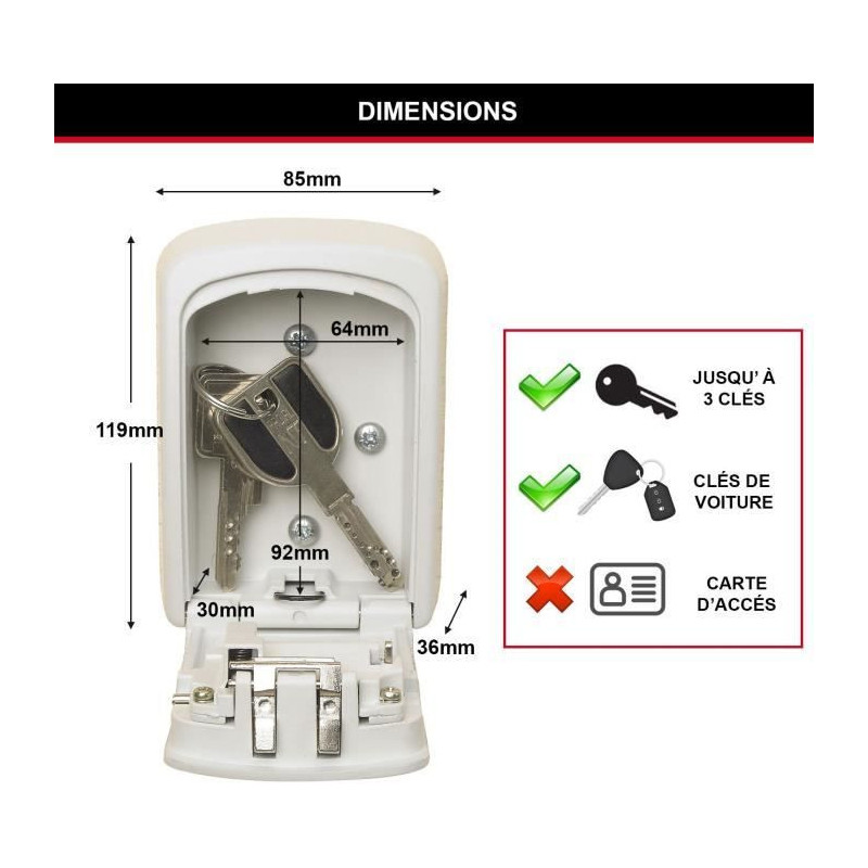Master Lock Secure Key Box - M - White Format - Key Chest - Secure sto