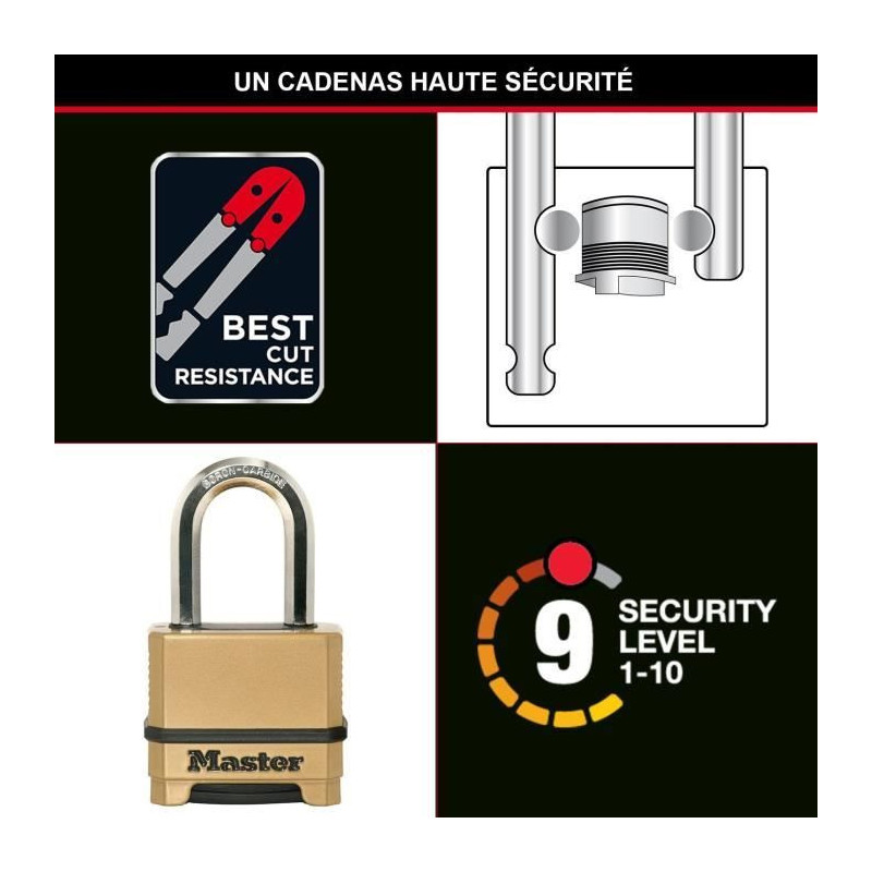 High Security Padlock - MASTER LOCK - M175EURDLF - Combination - Zinc
