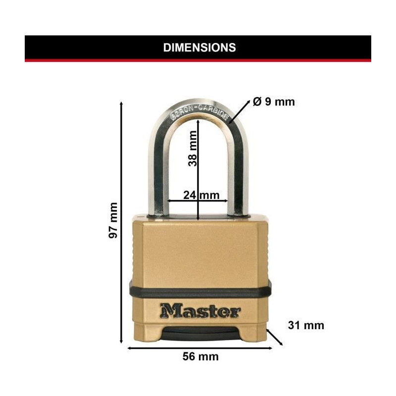 High Security Padlock - MASTER LOCK - M175EURDLF - Combination - Zinc