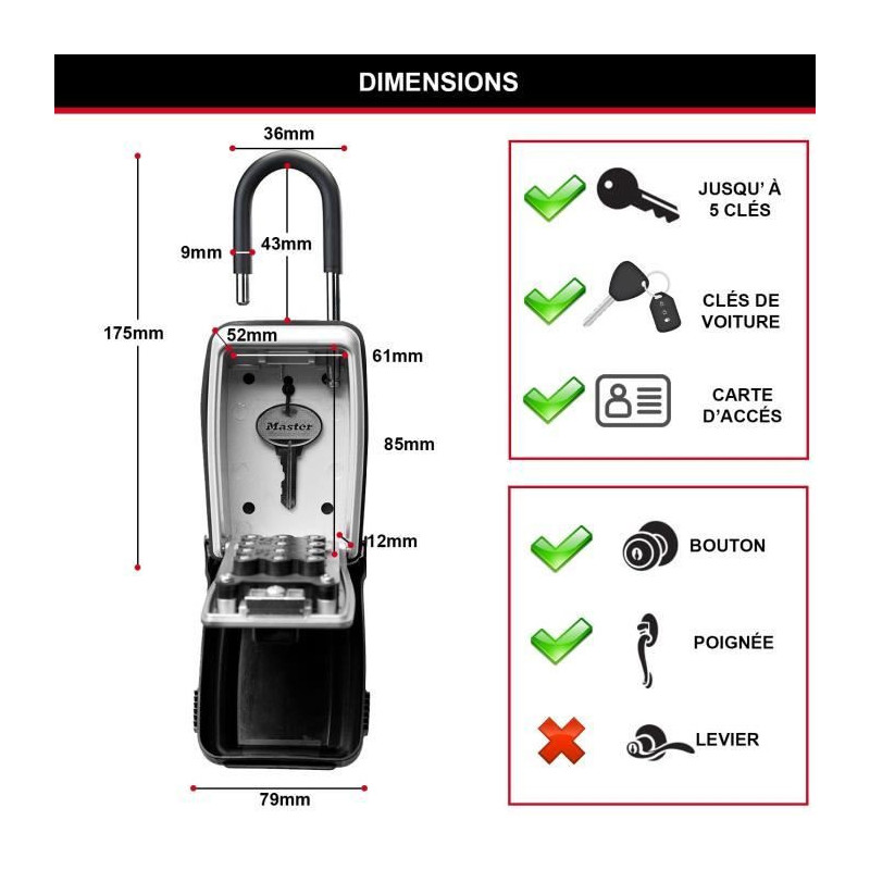 Master Lock 5420EURD Box with retractable handle