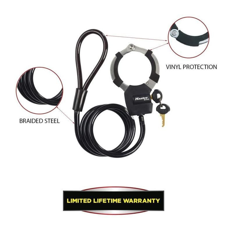 MASTER LOCK Key Lock Cable with Handcuff - 1 m