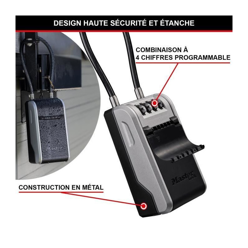 MASTER LOCK - Exterior key box with handle - New design - Large Capaci