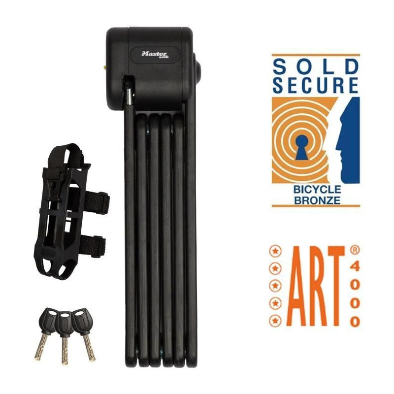 Folding Bike Lock - MASTER LOCK - 8333EURDPRO - Hardened Steel, 3 Keys