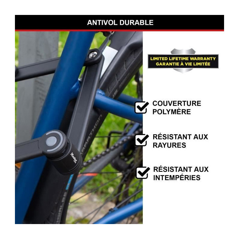 Folding Bike Lock - MASTER LOCK - 8335EURDPRO - Hardened Steel, 4 Keys
