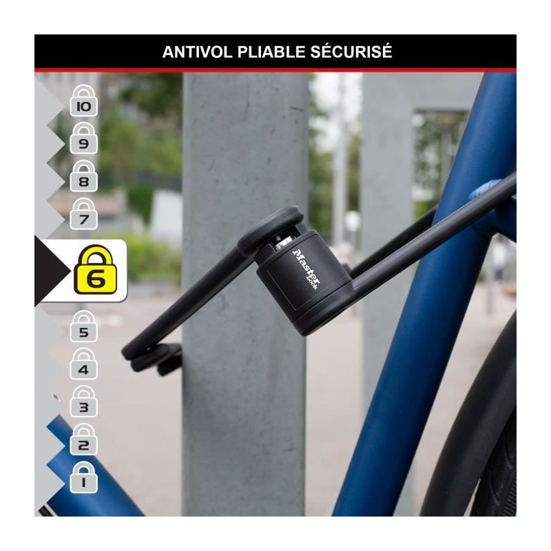 Folding Bike Lock - MASTER LOCK - 8335EURDPRO - Hardened Steel, 4 Keys
