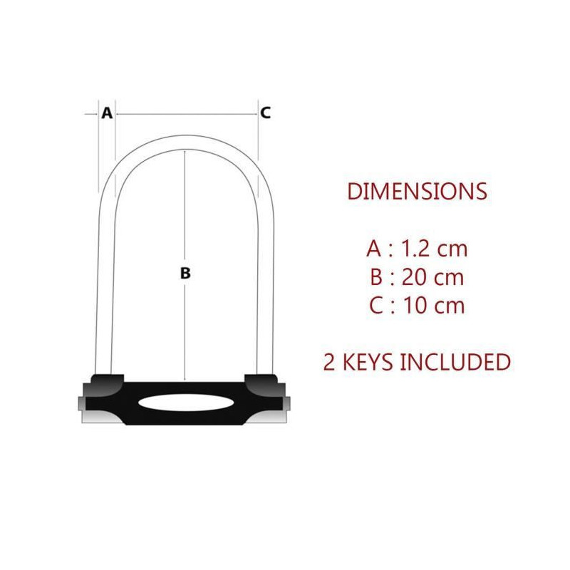 Antitheft U 2 flat keys Masterlock H.180mm Ø12mm