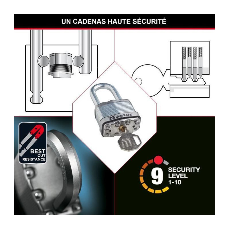 High Security Padlock - MASTER LOCK - M115EURTRILF - Keyed - Coated La