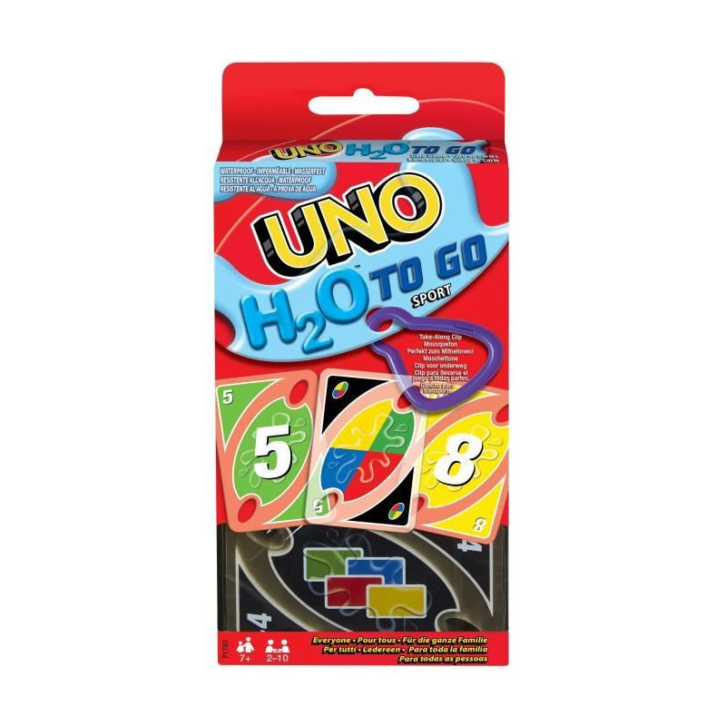 Mattel Games - UNO H20 TO GO - Uno Sport Card Game - Family Card Game