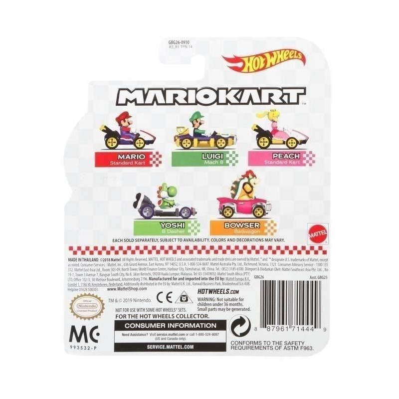 Hot Wheels - Mario Kart Vehicle (random model) - Small Car - 3 years a