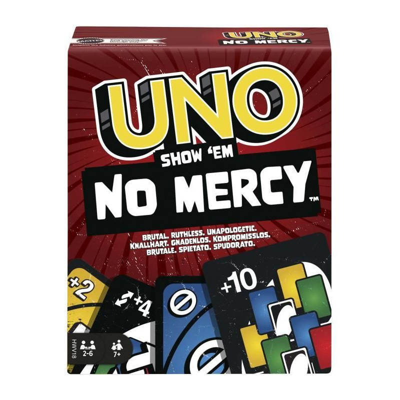 Mattel Games - UNO No Mercy - Card game for the whole family, children