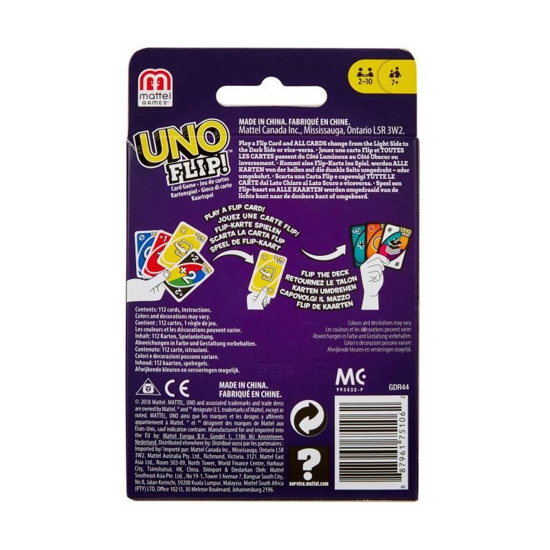 UNO - Flip Side - Family Card Game - Uno with Reversible Cards