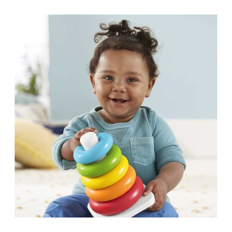 Fisher-Price Rainbow Pyramid Classic Stacking Rings in Plant-Based Mat