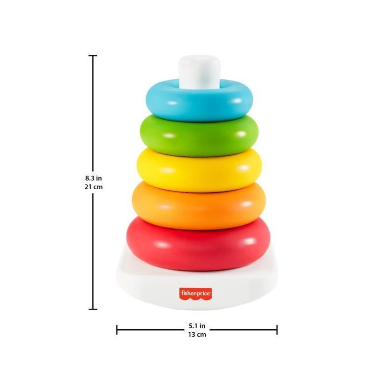 Fisher-Price Rainbow Pyramid Classic Stacking Rings in Plant-Based Mat