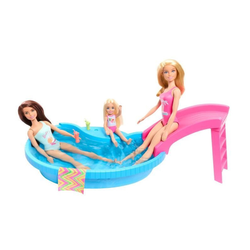 Barbie Doll and Accessories - Blonde Doll Set with Dream Pool HRJ74