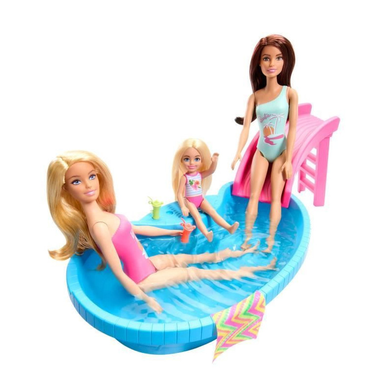 Barbie Doll and Accessories - Blonde Doll Set with Dream Pool HRJ74