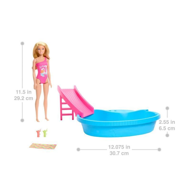 Barbie Doll and Accessories - Blonde Doll Set with Dream Pool HRJ74