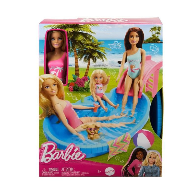 Barbie Doll and Accessories - Blonde Doll Set with Dream Pool HRJ74