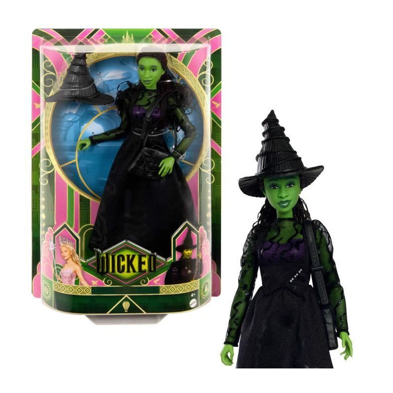 Mattel-Wicked-Elphaba Doll with Removable Accessories and Clothing - W