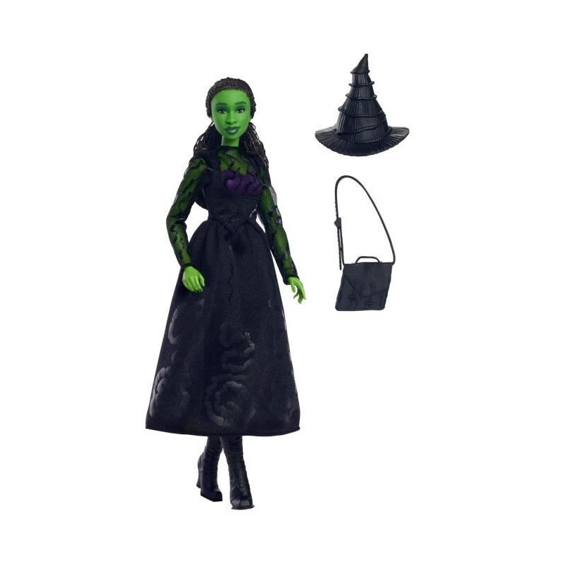 Mattel-Wicked-Elphaba Doll with Removable Accessories and Clothing - W