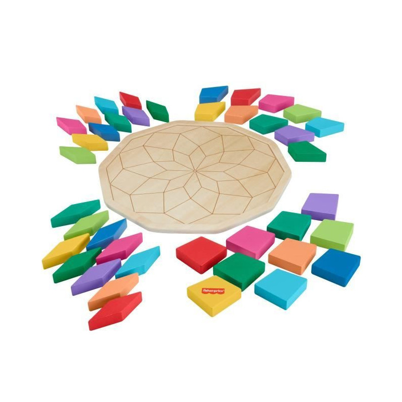 Fisher-Price-Wooden Mandala Puzzle-40 Piece Geometric Pattern Puzzle H
