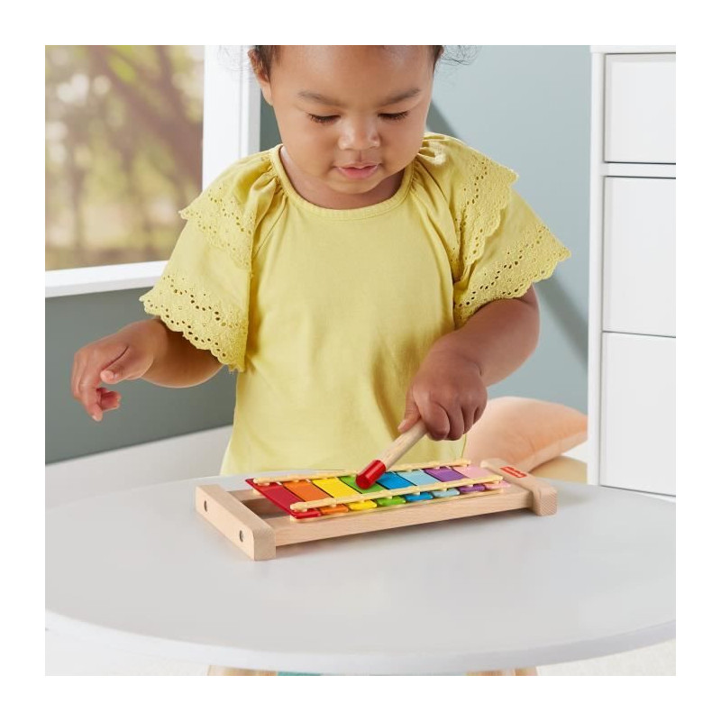 Fisher-Price Wooden Xylophone Musical Instrument with 2 Pieces HXV13