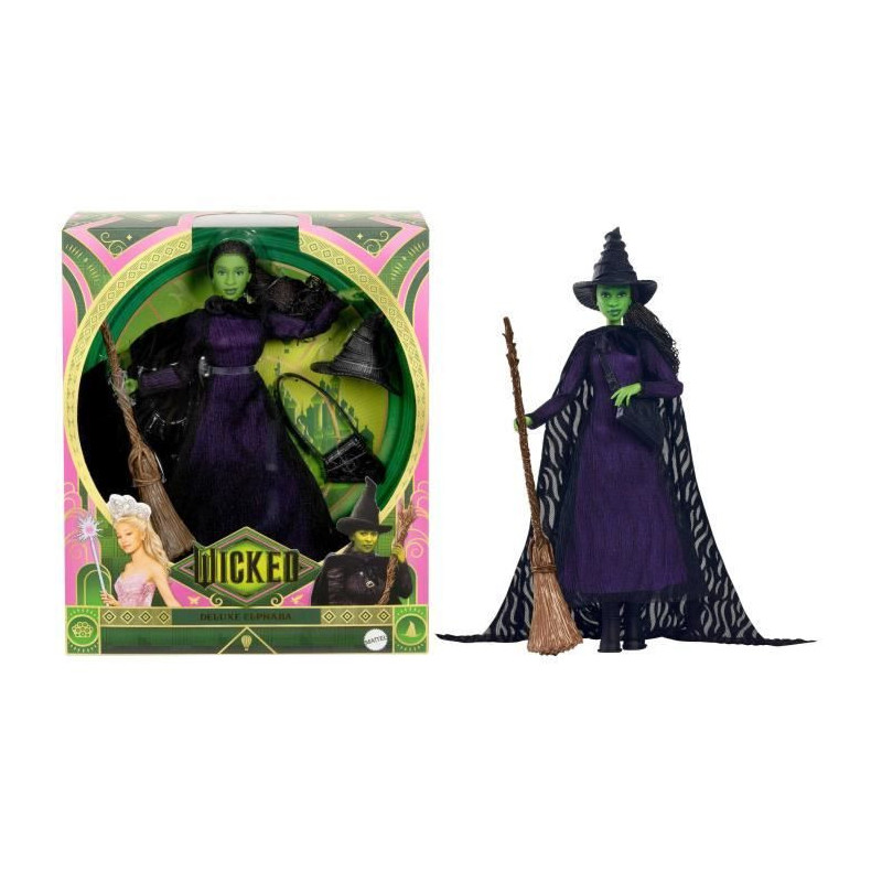 Mattel-Wicked-Elphaba Doll with Braided Hair and Multiple Poses - Wick