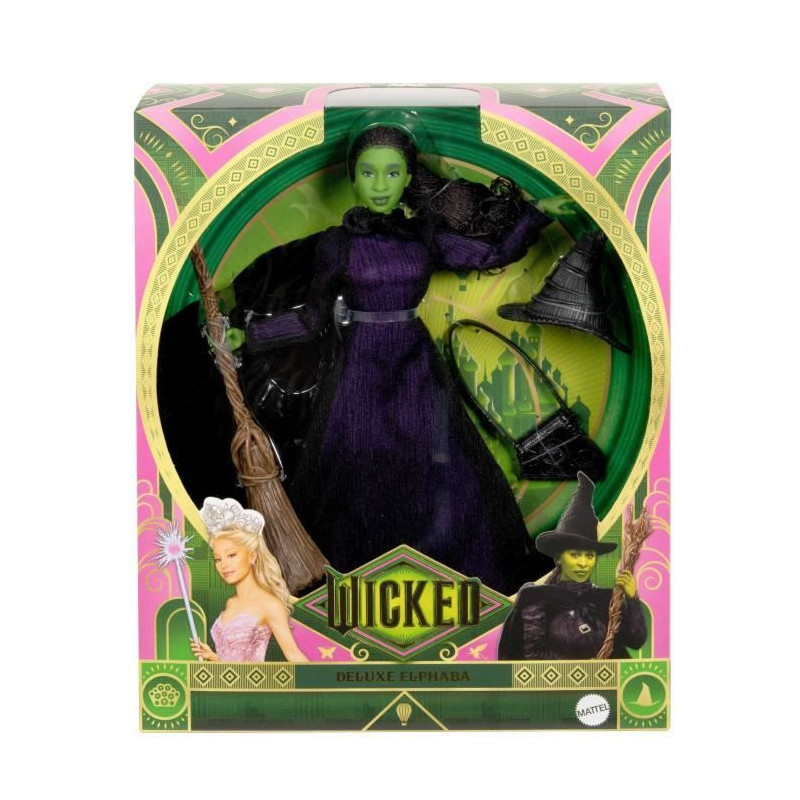 Mattel-Wicked-Elphaba Doll with Braided Hair and Multiple Poses - Wick