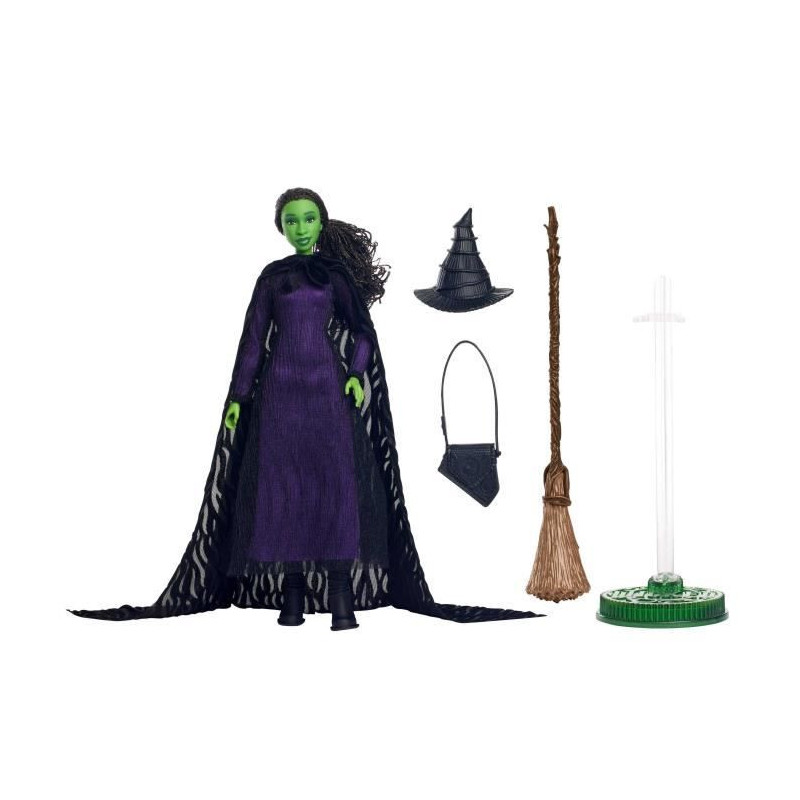 Mattel-Wicked-Elphaba Doll with Braided Hair and Multiple Poses - Wick