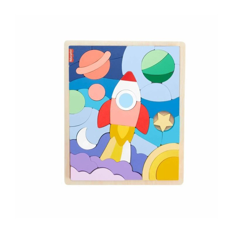 FISHER-PRICE Wooden Puzzle Space-Puzzle 42 pieces for little ones - Fi