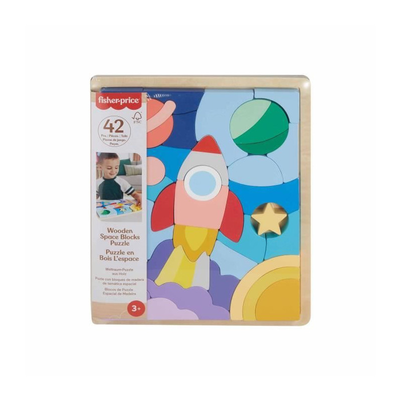 FISHER-PRICE Wooden Puzzle Space-Puzzle 42 pieces for little ones - Fi