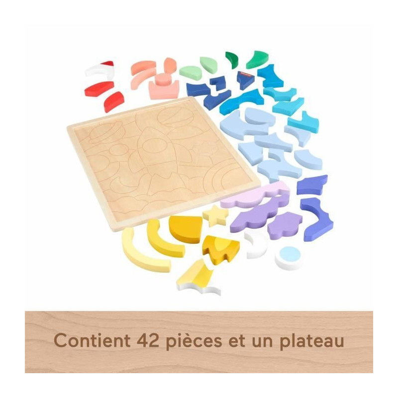 FISHER-PRICE Wooden Puzzle Space-Puzzle 42 pieces for little ones - Fi
