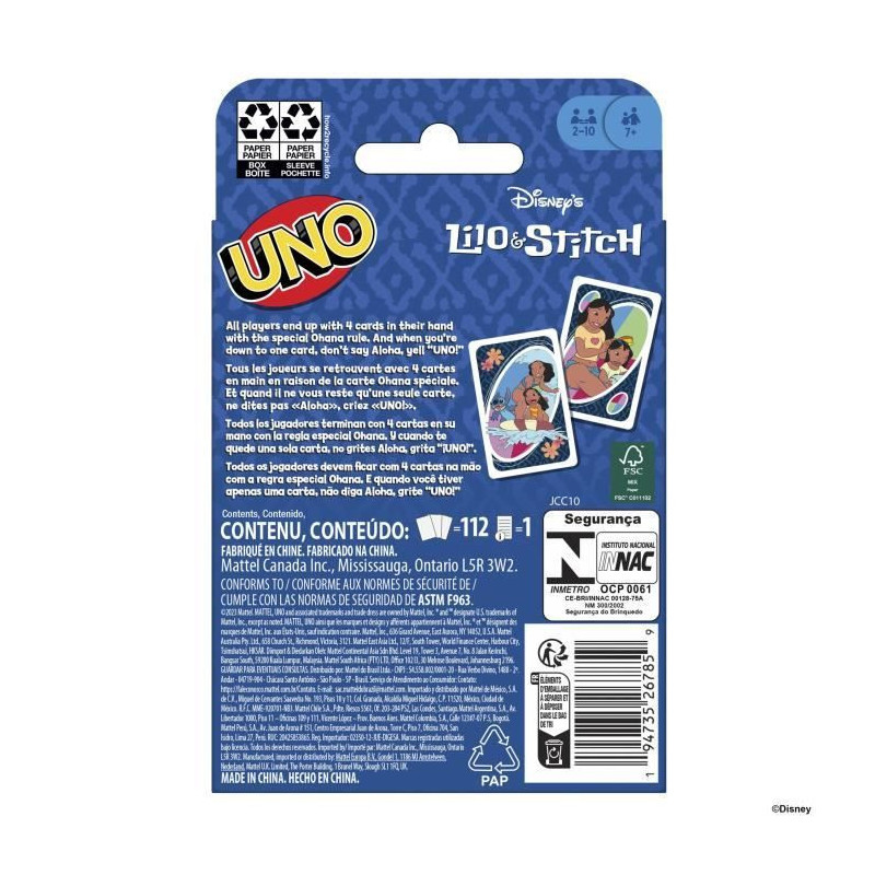 Mattel Games - Disney UNO Lilo and Stitch - Card Game for Kids and Fam